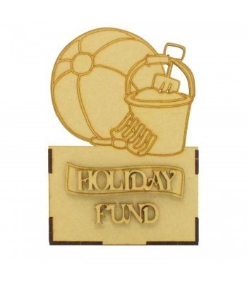 Laser Cut Small Money Box -  Beach Holiday Fund Design